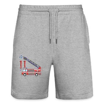 Feuerwehrauto 11. Geburtstag - Stanley/Stella Unisex Bio Joggingshorts Trainer  - Grau meliert - Vorne - Nik (191cm) & Marisol (170cm)