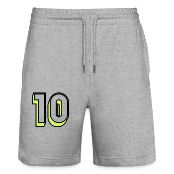10 JAHRE. 10-JÄHRIGES JUBILÄUM. GEBURTSTAG 10 JAHRE. 10 - Stanley/Stella Unisex Bio Joggingshorts Trainer  - Grau meliert - Vorne - Nik (191cm) & Marisol (170cm)