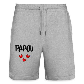 BONNE FÊTE PAPA. PAPA. FÊTE DES PÈRES. BONNE FÊTE - Short de jogging bio TRAINER Stanley/Stella unisexe - gris chiné - Devant - Nik (191cm) & Marisol (170cm)