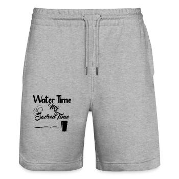 Water Time Design - Stanley/Stella Trainer Unisex Organic Jogging Shorts - heather grey - Front - Nik (191cm) & Marisol (170cm)