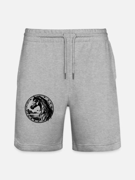 Horse - Stanley/Stella Trainer Unisex Organic Jogging Shorts - heather grey
