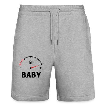 Mama Papa Baby Match T-Shirt - Stanley/Stella Unisex Bio Joggingshorts Trainer  - Grau meliert - Vorne - Nik (191cm) & Marisol (170cm)