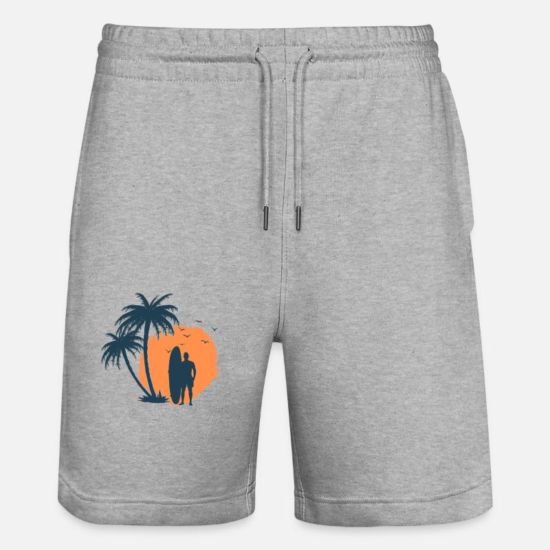 Surfer Palm Strand 1 - Stanley/Stella Unisex Bio Joggingshorts Trainer - Grau meliert