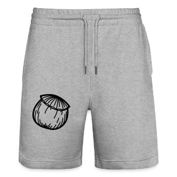 Poppy Flower - Stanley/Stella Trainer Unisex Organic Jogging Shorts - heather grey - Front - Nik (191cm) & Marisol (170cm)