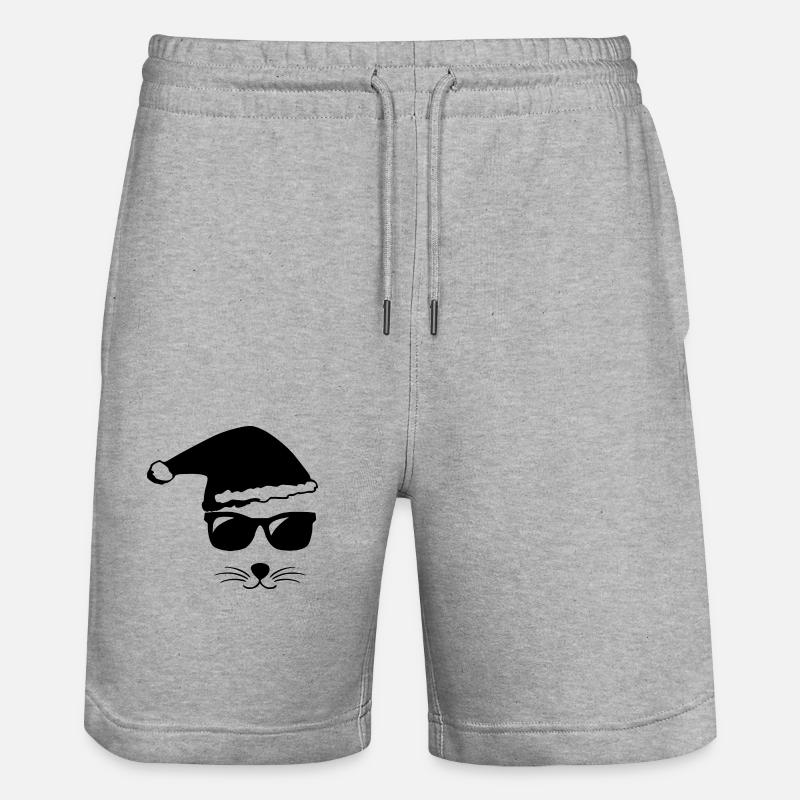 Chat de Noël - Short de jogging bio TRAINER Stanley/Stella unisexe - gris chiné