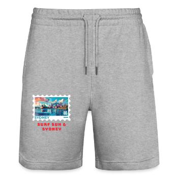 Sydney - Stanley/Stella Trainer Unisex Organic Jogging Shorts - heather grey - Front - Nik (191cm) & Marisol (170cm)