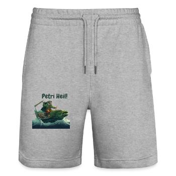 Petry Heil! - Stanley/Stella Unisex Bio Joggingshorts Trainer  - Grau meliert - Vorne - Nik (191cm) & Marisol (170cm)