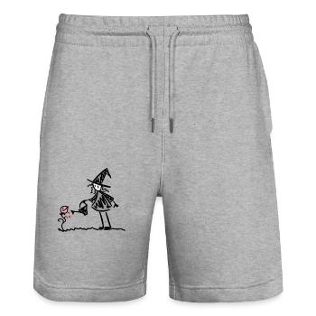 Witch Plant - Stanley/Stella Trainer Unisex Organic Jogging Shorts - heather grey - Front - Nik (191cm) & Marisol (170cm)
