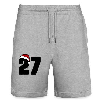 27 Number Christmas - Stanley/Stella Trainer Unisex Organic Jogging Shorts - heather grey - Front - Nik (191cm) & Marisol (170cm)