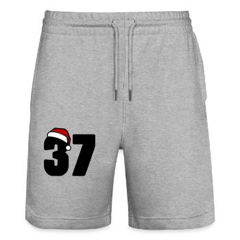 37 Number Christmas - Stanley/Stella Trainer Unisex Organic Jogging Shorts - heather grey - Front - Nik (191cm) & Marisol (170cm)