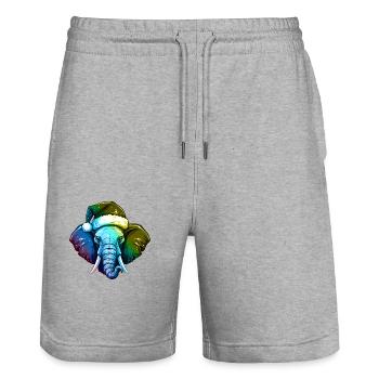 Tête d’éléphant Noël Portrait coloré - Short de jogging bio TRAINER Stanley/Stella unisexe - gris chiné - Devant - Nik (191cm) & Marisol (170cm)
