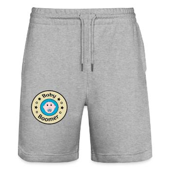 Baby Boomer - Stanley/Stella Trainer Unisex Organic Jogging Shorts - heather grey - Front - Nik (191cm) & Marisol (170cm)