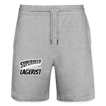 Superheld, clever getarnt als Lagerist - Stanley/Stella Unisex Bio Joggingshorts Trainer  - Grau meliert - Vorne - Nik (191cm) & Marisol (170cm)