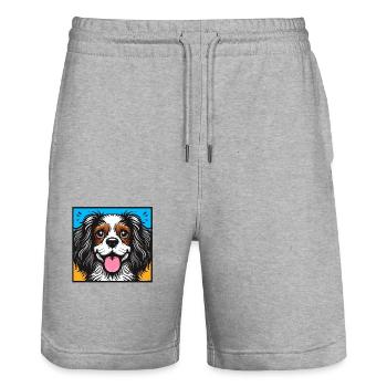 Roi Charles Cavalier Pop art - Short de jogging bio TRAINER Stanley/Stella unisexe - gris chiné - Devant - Nik (191cm) & Marisol (170cm)