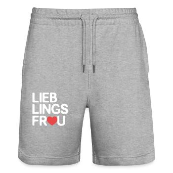 Favorite Woman - Stanley/Stella Trainer Unisex Organic Jogging Shorts - heather grey - Front - Nik (191cm) & Marisol (170cm)