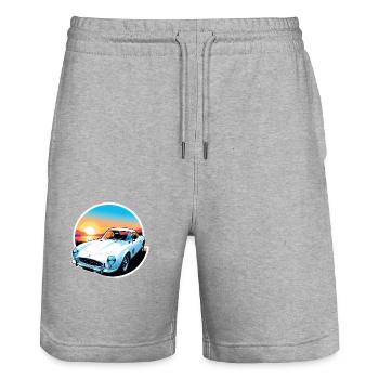 voiture vintage couché de soleil - Short de jogging bio TRAINER Stanley/Stella unisexe - gris chiné - Devant - Nik (191cm) & Marisol (170cm)