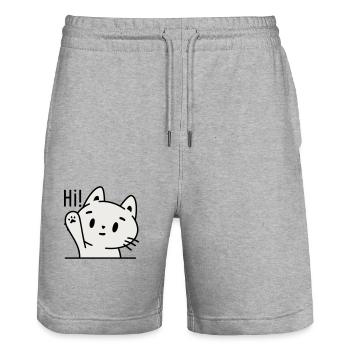 Katze Hi - Stanley/Stella Unisex Bio Joggingshorts Trainer  - Grau meliert - Vorne - Nik (191cm) & Marisol (170cm)