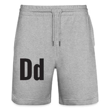 Buchstabe D - Stanley/Stella Unisex Bio Joggingshorts Trainer  - Grau meliert - Vorne - Nik (191cm) & Marisol (170cm)