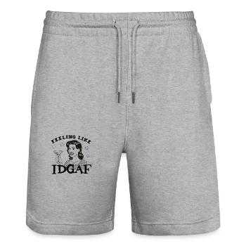 Feeling like I Don't Give A F**K (IDGAF) Girl - Stanley/Stella Unisex Bio Joggingshorts Trainer  - Grau meliert - Vorne - Nik (191cm) & Marisol (170cm)