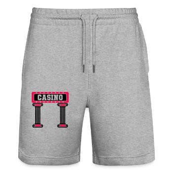 Casino Vegas Pillar - Stanley/Stella Trainer Unisex Organic Jogging Shorts - heather grey - Front - Nik (191cm) & Marisol (170cm)