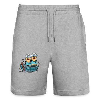 Erdnüsse Matrosen Jungs Boot Ruderboot Seenot - Stanley/Stella Unisex Bio Joggingshorts Trainer  - Grau meliert - Vorne - Nik (191cm) & Marisol (170cm)