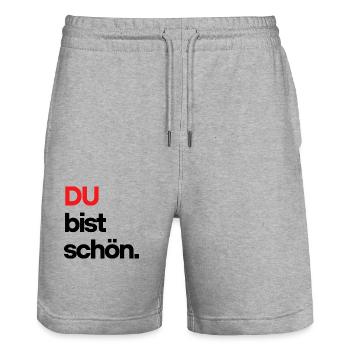 You are beautiful - Stanley/Stella Trainer Unisex Organic Jogging Shorts - heather grey - Front - Nik (191cm) & Marisol (170cm)