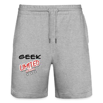 GEEK LIMITED EDITION - Short de jogging bio TRAINER Stanley/Stella unisexe - gris chiné - Devant - Nik (191cm) & Marisol (170cm)