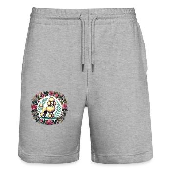 Caniche - Short de jogging bio TRAINER Stanley/Stella unisexe - gris chiné - Devant - Nik (191cm) & Marisol (170cm)
