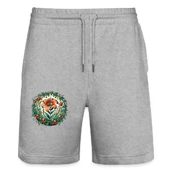 Tiger Lily - Stanley/Stella Trainer Unisex Organic Jogging Shorts - heather grey - Front - Nik (191cm) & Marisol (170cm)