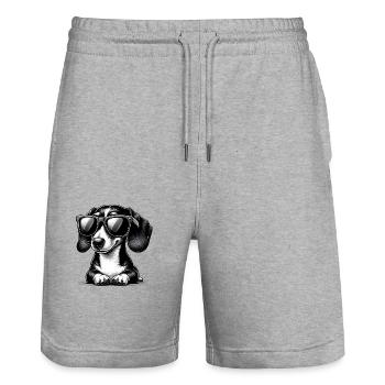 Süßer Hund mit Sonnenbrille - Stanley/Stella Unisex Bio Joggingshorts Trainer  - Grau meliert - Vorne - Nik (191cm) & Marisol (170cm)