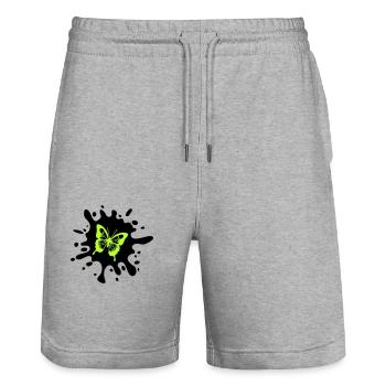schmetterling farbklecks - Stanley/Stella Unisex Bio Joggingshorts Trainer  - Grau meliert - Vorne - Nik (191cm) & Marisol (170cm)