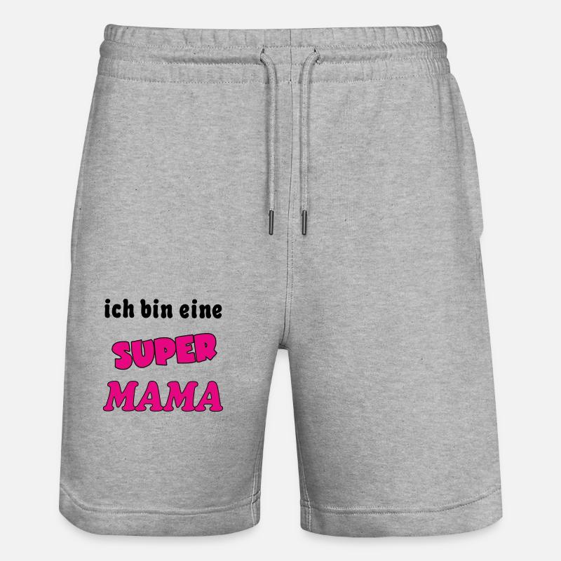 Ich bin eine Super MAMA - Short de jogging bio TRAINER Stanley/Stella unisexe - gris chiné