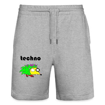 techno igel - Stanley/Stella Unisex Bio Joggingshorts Trainer  - Grau meliert - Vorne - Nik (191cm) & Marisol (170cm)