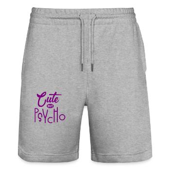 Cute But Psycho - Süss Aber Verrückt - Durchgeknal - Stanley/Stella Unisex Bio Joggingshorts Trainer  - Grau meliert - Vorne - Nik (191cm) & Marisol (170cm)