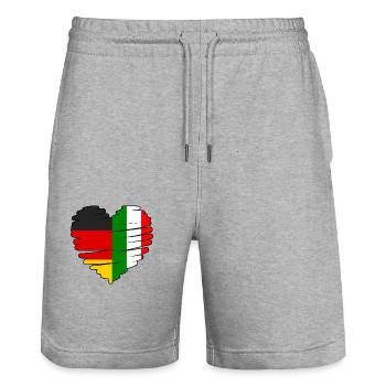 Italia Italian Germany Italy - Stanley/Stella Trainer Unisex Organic Jogging Shorts - heather grey - Front - Nik (191cm) & Marisol (170cm)