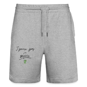 J'peux pas j'ai mojito - Short de jogging bio TRAINER Stanley/Stella unisexe - gris chiné - Devant - Nik (191cm) & Marisol (170cm)