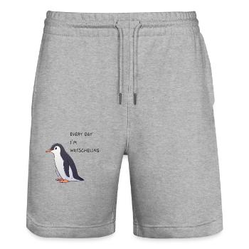 Pinguin Watscheling - Stanley/Stella Unisex Bio Joggingshorts Trainer  - Grau meliert - Vorne - Nik (191cm) & Marisol (170cm)
