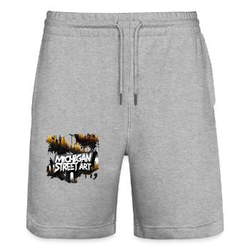 michigan Straßenkunst 74elements - Stanley/Stella Unisex Bio Joggingshorts Trainer  - Grau meliert - Vorne - Nik (191cm) & Marisol (170cm)