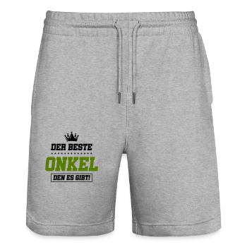 Le meilleur oncle qui soit - Short de jogging bio TRAINER Stanley/Stella unisexe - gris chiné - Devant - Nik (191cm) & Marisol (170cm)