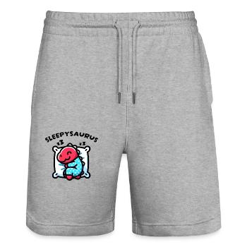 Sleepysaurus Official Sleep Outfit Chemise de nuit - Short de jogging bio TRAINER Stanley/Stella unisexe - gris chiné - Devant - Nik (191cm) & Marisol (170cm)