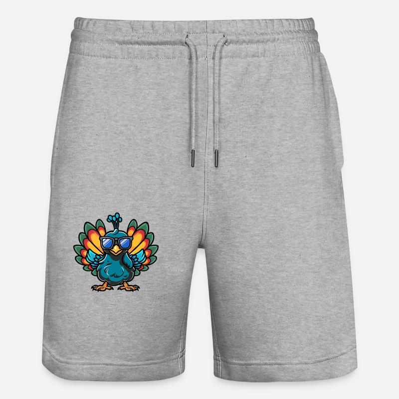 Pfau Vogel Comic Cool - Stanley/Stella Unisex Bio Joggingshorts Trainer  - Grau meliert