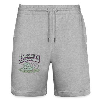 J'observe les escargots - Short de jogging bio TRAINER Stanley/Stella unisexe - gris chiné - Devant - Nik (191cm) & Marisol (170cm)