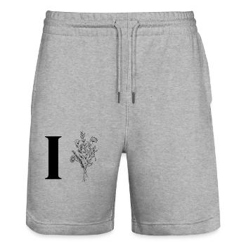 Minimalist flowers - Stanley/Stella Trainer Unisex Organic Jogging Shorts - heather grey - Front - Nik (191cm) & Marisol (170cm)