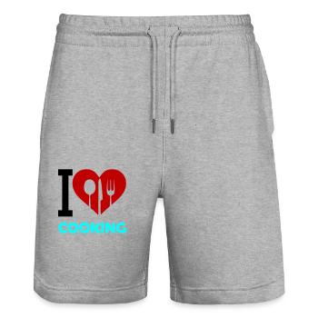 J’adore cuisiner - Short de jogging bio TRAINER Stanley/Stella unisexe - gris chiné - Devant - Nik (191cm) & Marisol (170cm)