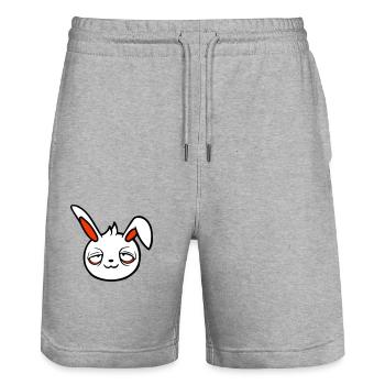 Bunny Tired Confused Relaxed Red Dark Circles Chill - Stanley/Stella Trainer Unisex Organic Jogging Shorts - heather grey - Front - Nik (191cm) & Marisol (170cm)
