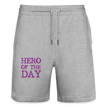Hero of the Day - Held des Tages - Stanley/Stella Trainer Unisex Organic Jogging Shorts - heather grey - Front - Nik (191cm) & Marisol (170cm)
