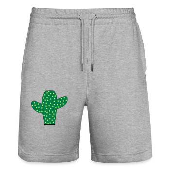 Prickly Cactus - Stanley/Stella Trainer Unisex Organic Jogging Shorts - heather grey - Front - Nik (191cm) & Marisol (170cm)