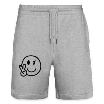 lächeln - Stanley/Stella Unisex Bio Joggingshorts Trainer  - Grau meliert - Vorne - Nik (191cm) & Marisol (170cm)
