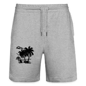 the south - Stanley/Stella Trainer Unisex Organic Jogging Shorts - heather grey - Front - Nik (191cm) & Marisol (170cm)