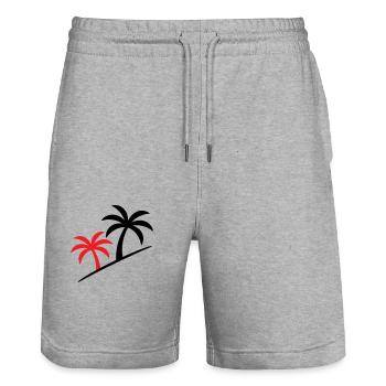Palmier symbole plage - Short de jogging bio TRAINER Stanley/Stella unisexe - gris chiné - Devant - Nik (191cm) & Marisol (170cm)